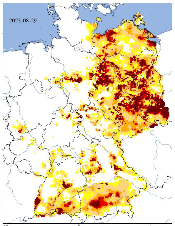 Deutschlandkarte mit gelb-roter Färbung