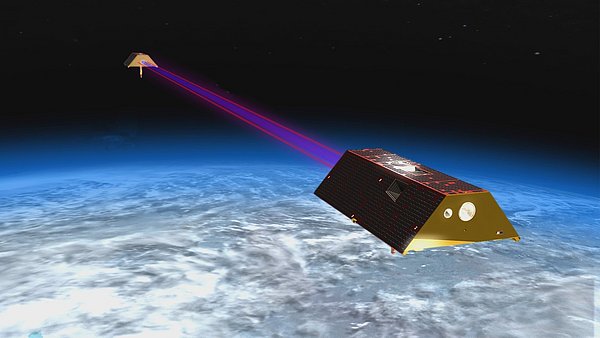 2 Satelliten schweben über der Erde